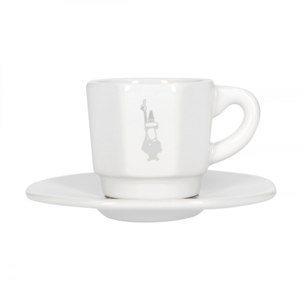 BIALETTI Perfetto Moka 75 ml białe - filiżanki do espresso porcelanowe ze  spodkami