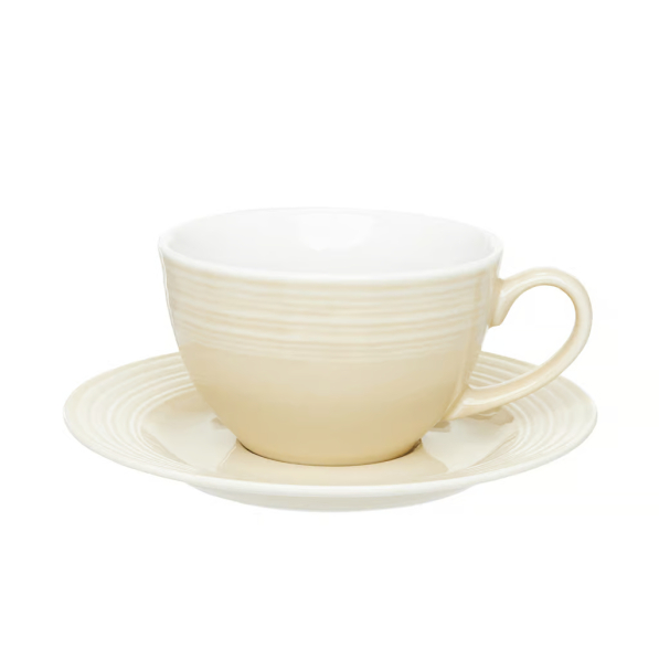AMBITION Linea 220 ml 6 szt. - filiżanki do kawy i herbaty porcelanowe ze spodkami