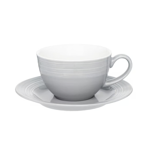 AMBITION Linea 220 ml 6 szt. - filiżanki do kawy i herbaty porcelanowe ze spodkami