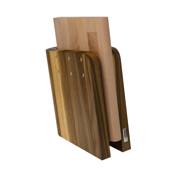 ARTELEGNO Grand Prix - stojak na noże magnetyczny z deską do krojenia z drewna orzechowego