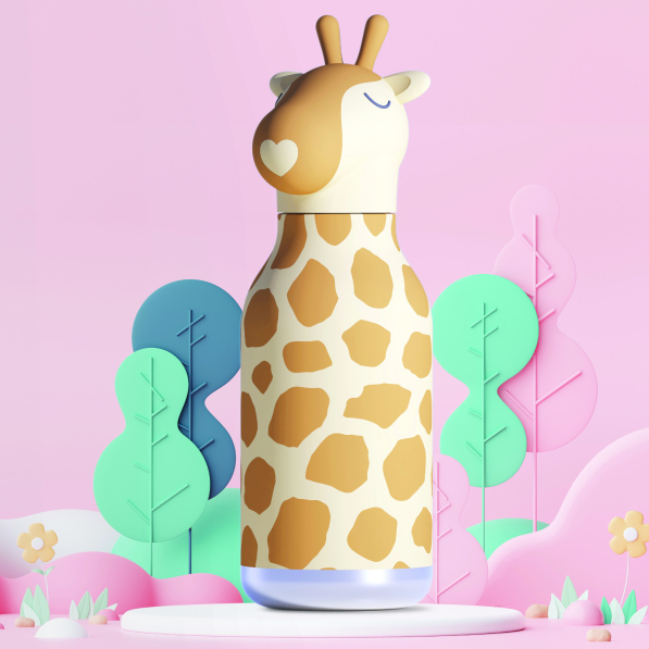 ASOBU Bestie Bottle Giraffe 0,46 l - butelka termiczna dla dzieci ze słomką 