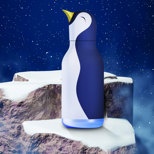 ASOBU Bestie Bottle Penguin 0,46 l - butelka termiczna dla dzieci ze słomką 