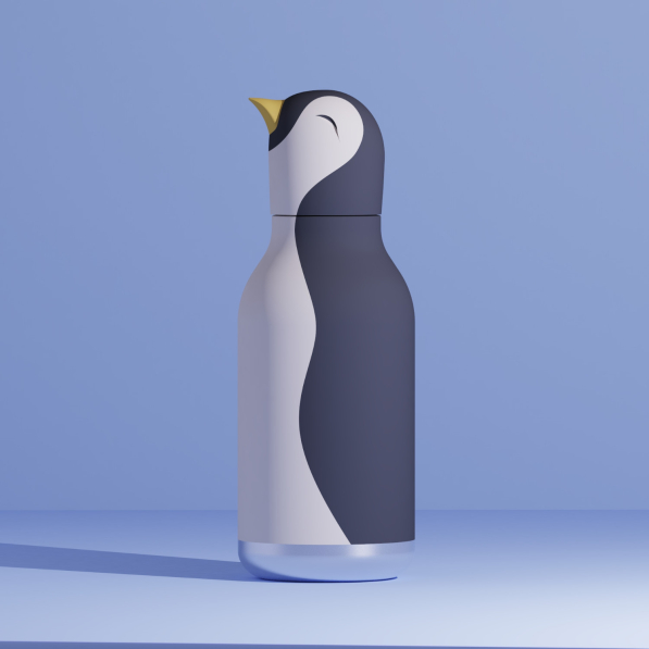 ASOBU Bestie Bottle Penguin 0,46 l - butelka termiczna dla dzieci ze słomką 