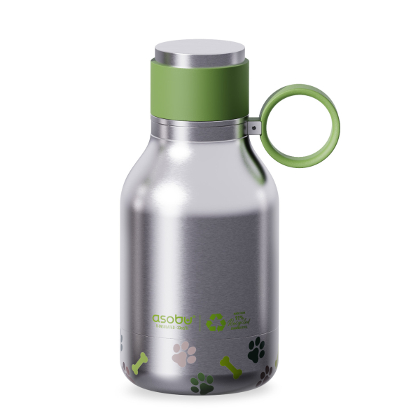 ASOBU Dog Bowl Recycle 0,975 l - butelka na wodę termiczna ze stali nierdzewnej z miską dla psa