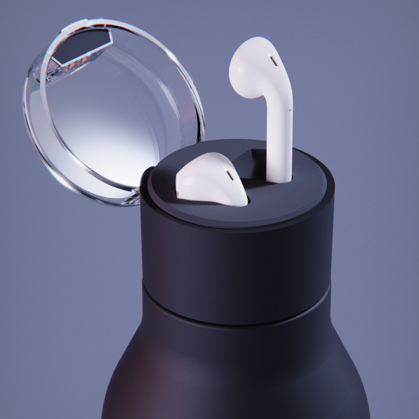ASOBU H2 Audio Black 0,5 l - butelka termiczna ze stali nierdzewnej z słuchawkami dousznymi i ładowarką