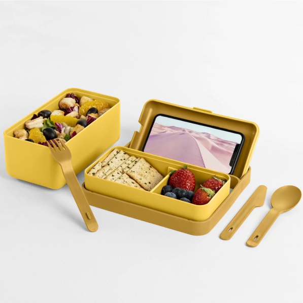 BLIM+ Create Bauletto - lunch box / śniadaniówka ze sztućcami trzykomorowa