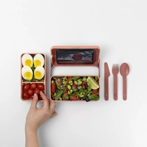 BLIM+ Create Bauletto - lunch box / śniadaniówka ze sztućcami trzykomorowa