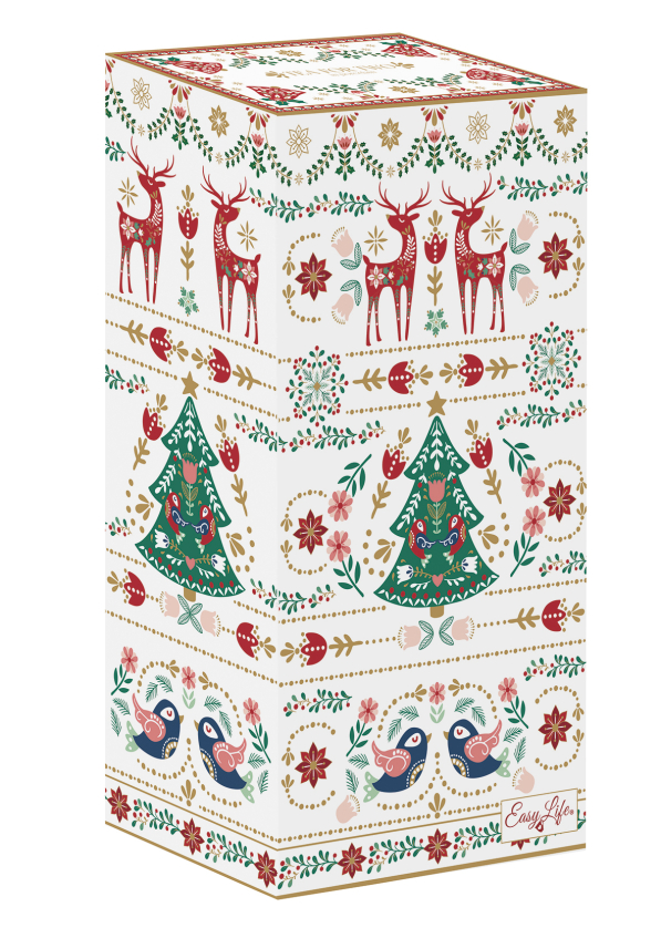 Dzbanek do herbaty i kawy z filiżankami porcelanowy EASY LIFE CHRISTMAS FOLK 0,5 l 3 el.