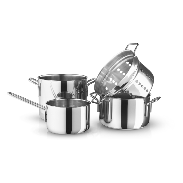 EVA TRIO Stainless Steel - zestaw 3 garnków ze stali nierdzewnej z wkładem do gotowania na parze