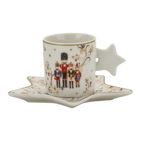 Filiżanka do espresso świąteczna porcelanowa ze spodkiem MAGNOBLE DZIADKI DO ORZECHÓW 70 ml