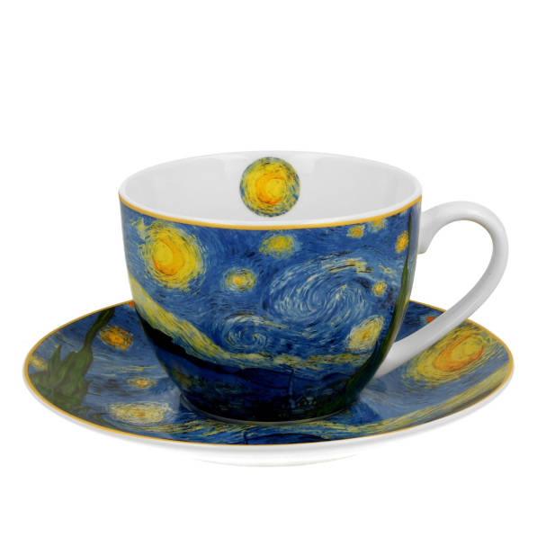 Filiżanka do kawy i herbaty porcelanowa ze spodkiem DUO ART GALLERY STARRY NIGHT BY V. VAN GOGH 250 ml