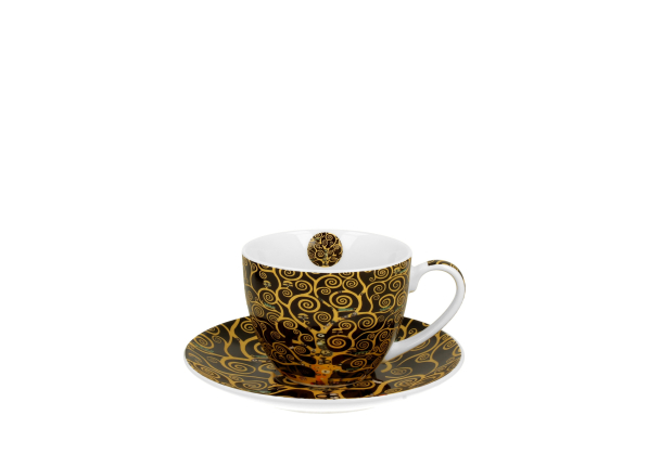 Filiżanka do kawy i herbaty porcelanowa ze spodkiem DUO ART GALLERY TREE OF LIFE BY GUSTAV KLIMT 250 ml