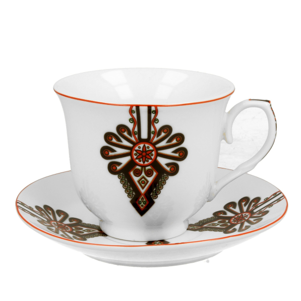 Filiżanka do kawy i herbaty porcelanowa ze spodkiem DUO CROCUS PARZENICA 250 ml