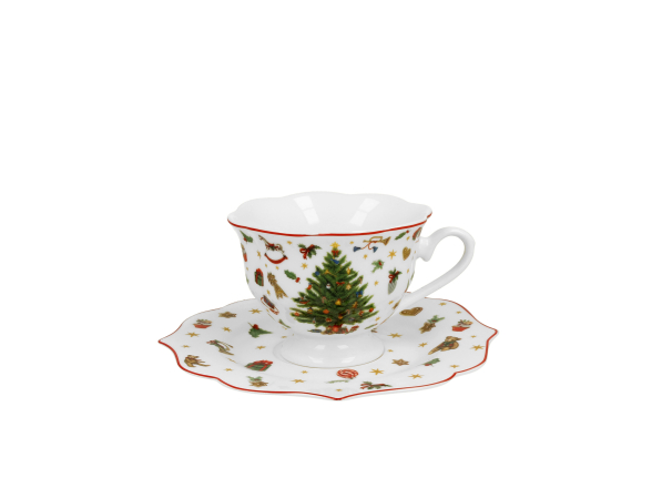 Filiżanka świąteczna porcelanowa ze spodkiem DUO CHRISTMAS TREE 220 ml