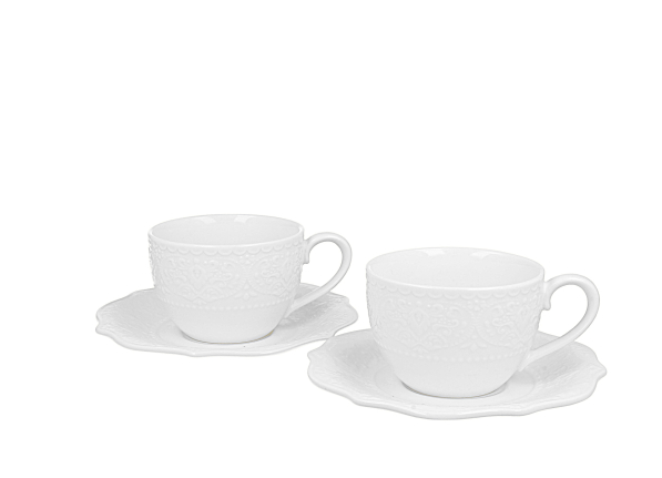 Filiżanki do kawy i herbaty porcelanowe ze spodkami DUO ALICE 210 ml 2 szt.