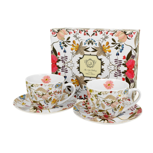 Filiżanki do kawy i herbaty porcelanowe ze spodkami DUO ART GALLERY WHITE BY WILLIAM KILBURN 280 ml 2 szt.