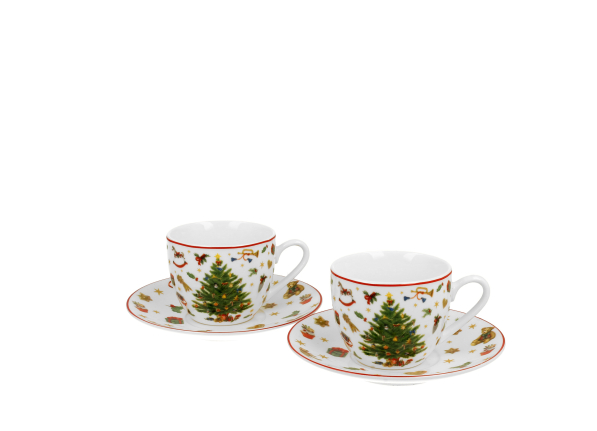 Filiżanki świąteczne do espresso porcelanowe ze spodkami DUO CHRISTMAS TREE 90 ml 2 szt.