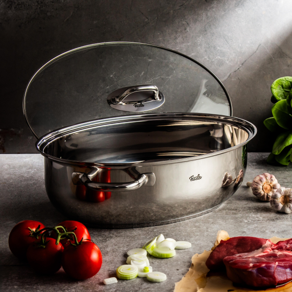 FISSLER 8,8 l - brytfanna ze stali nierdzewnej ze szklaną pokrywką