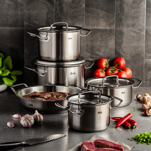 FISSLER Original Profi Collection - zestaw 4 garnków z pokrywkami i patelnią ze stal nierdzewnej