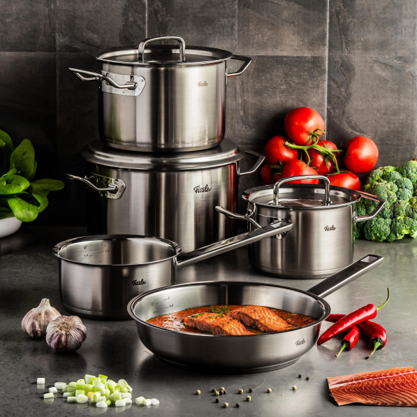 FISSLER Original Profi Collection - zestaw 4 garnków z pokrywkami i patelnią ze stal nierdzewnej