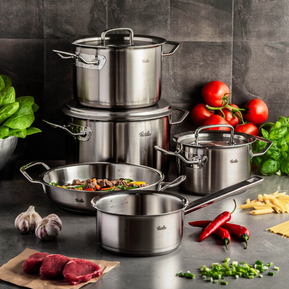 FISSLER Original Profi Collection - zestaw 4 garnków z pokrywkami i patelnią ze stal nierdzewnej