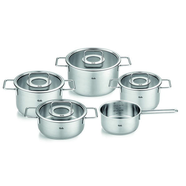 FISSLER Pure Collection - zestaw 5 garnków ze stali nierdzewnej z pokrywkami