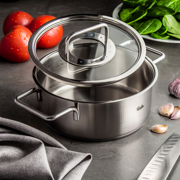 FISSLER Pure Collection 2,4 l - garnek ze stali nierdzewnej ze szklaną pokrywką