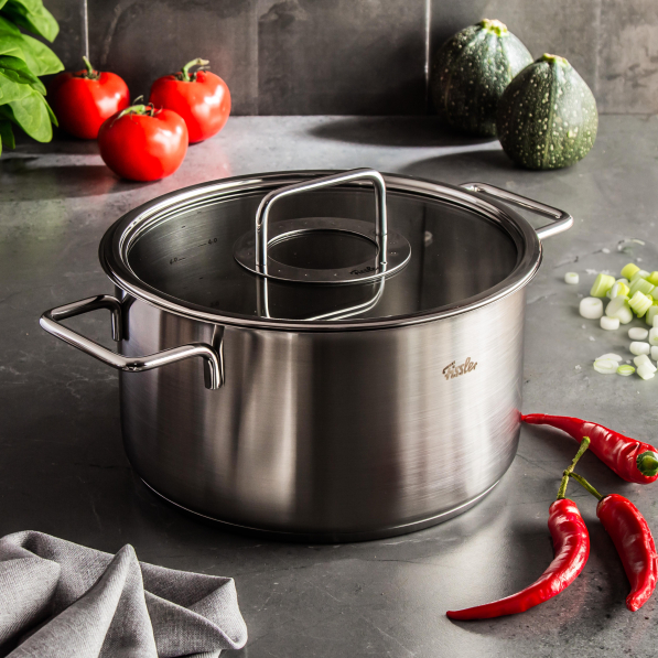 FISSLER Pure Collection 5,7 l - garnek ze stali nierdzewnej ze szklaną pokrywką