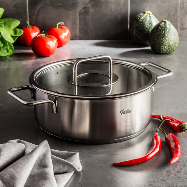 FISSLER Pure Collection 3,9 l - garnek ze stali nierdzewnej ze szklaną pokrywką