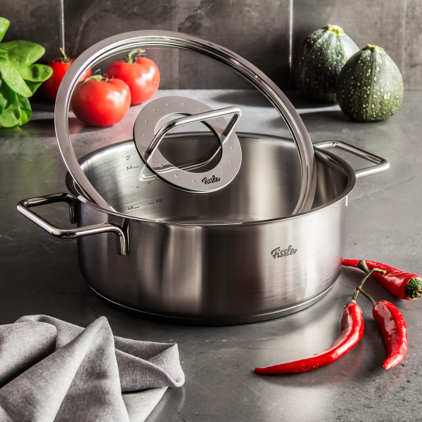 FISSLER Pure Collection 3,9 l - garnek ze stali nierdzewnej ze szklaną pokrywką