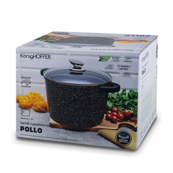 Garnek aluminiowy z pokrywką, aromatyzerem i nakładkami na uchwyty KONIGHOFFER POLLO 10 l