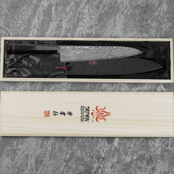 KANETSUNE SEKI Namishibuki 21 cm - japoński nóż szefa kuchni ze stali proszkowej z pochwą drewnianą