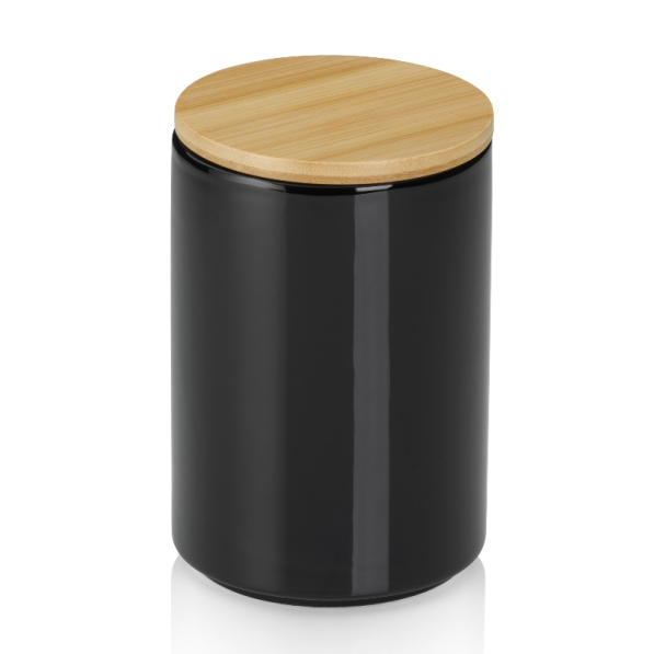 KELA Cady 1,7 l czarny - pojemnik ceramiczny z pokrywką