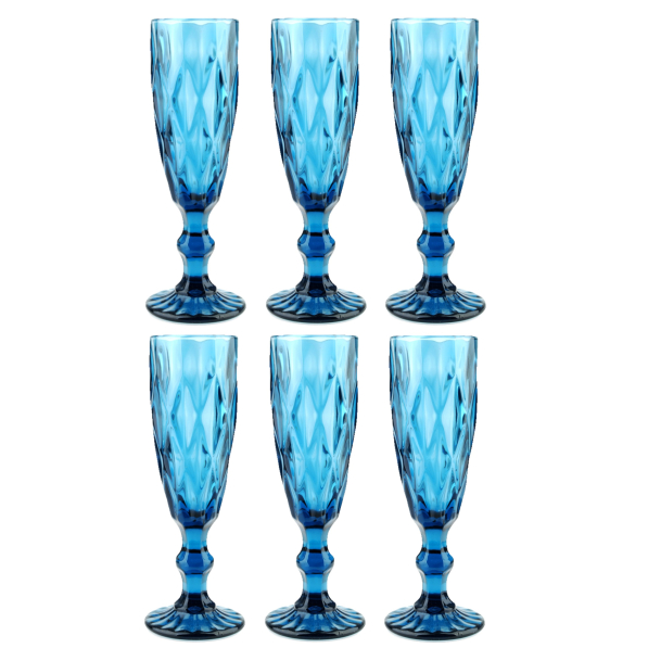 Kieliszki do szampana szklane AFFEK DESIGN ELISE BLUE 180 ml 6 szt.