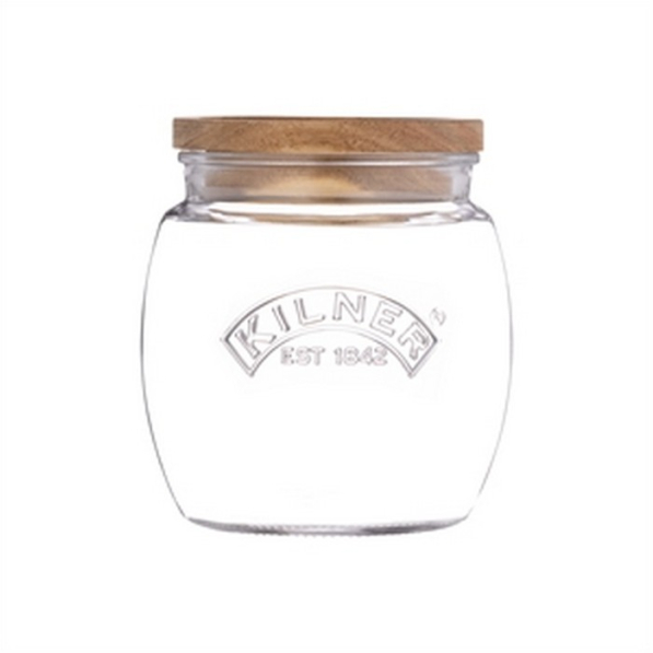 KILNER Universal Storage 0,85 l - słoik / pojemnik na produkty sypkie szklany z drewnianą pokrywką