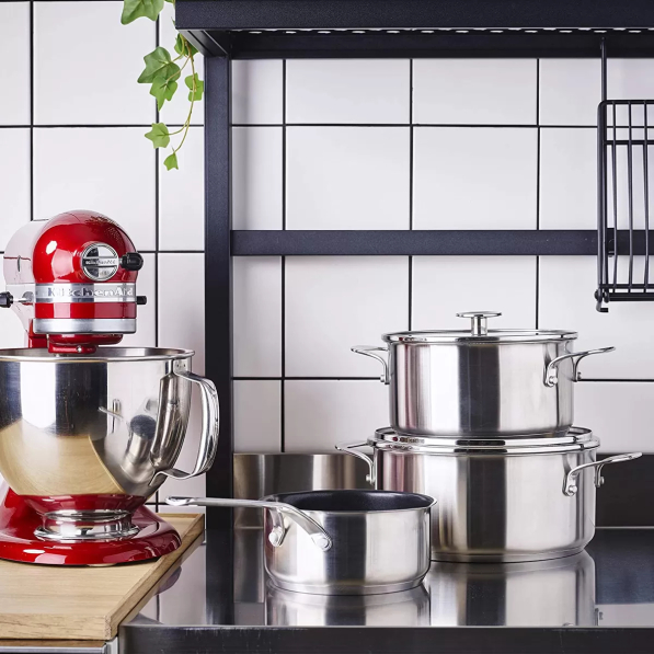 KITCHENAID - zestaw 3 garnków ze stali nierdzewnej z pokrywkami