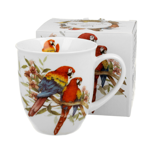 Kubek porcelanowy DUO ANIMALS PTASI ŚWIAT PAPUGI ARA SZKARŁATNE 400 ml