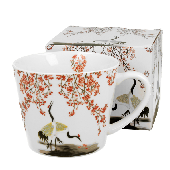 Kubek porcelanowy DUO ART GALLERY SAKURA I ŻURAWIE 610 ml