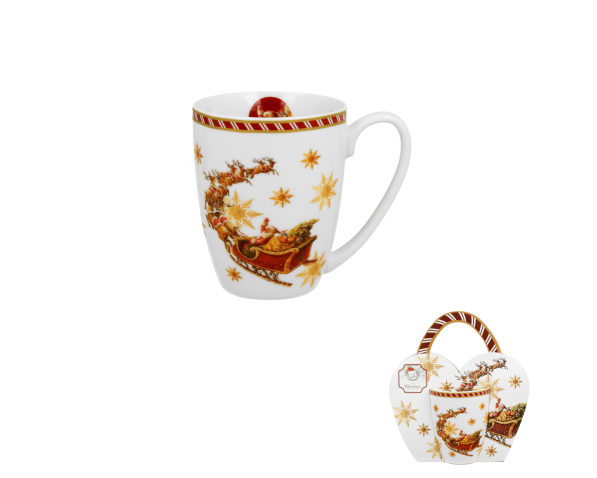 Kubek świąteczny porcelanowy DUO SANTA ON SLEIGH 350 ml