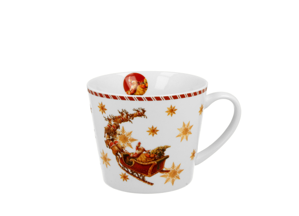 Kubek świąteczny porcelanowy na prezent DUO SANTA ON SLEIGH 600 ml