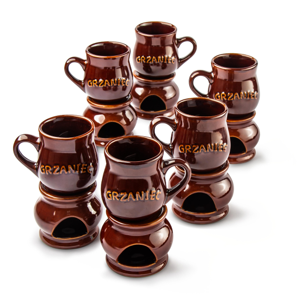 Kubki do grzańca z napisem ceramiczne z podgrzewaczem 250 ml 12 el.