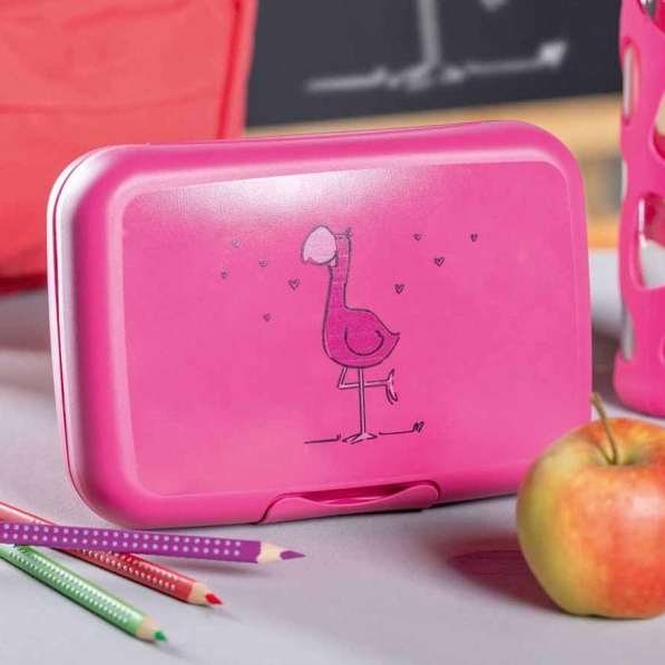 Lunch box / Śniadaniówka z flamingiem dla dzieci plastikowa LEONARDO BAMBINI