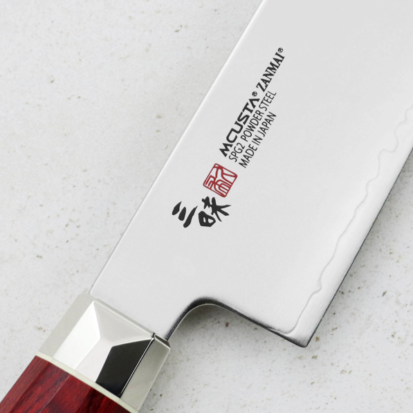 MCUSTA Zanmai Red Revolution 15 cm - nóż japoński Santoku ze stali nierdzewnej