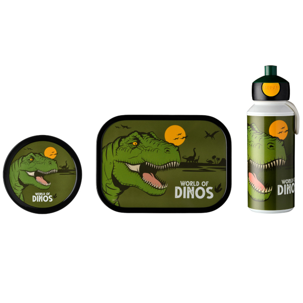 MEPAL Campus Dino 3 el. - lunch box / śniadaniówka z pojemnikiem na owoce i bidonem