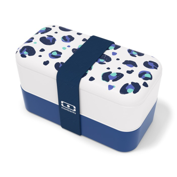 MONBENTO Bento Original Leopard Blue 1 l - lunch box / śniadaniówka dwukomorowa