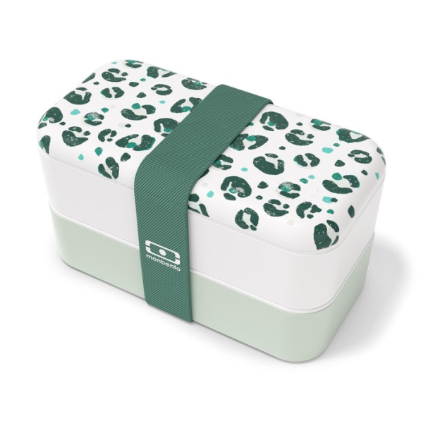 MONBENTO Bento Original Leopard Green 1 l - lunch box / śniadaniówka dwukomorowa