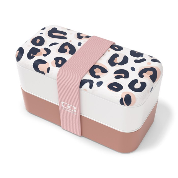 MONBENTO Bento Original Leopard Pink 1 l - lunch box / śniadaniówka dwukomorowa