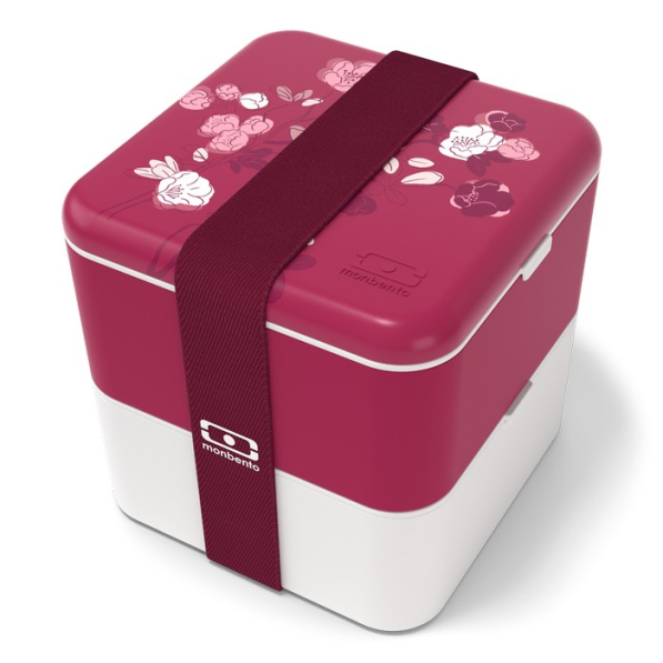 MONBENTO Bento Square Graphic Magnolia 1,7 l - lunch box / śniadaniówka dwukomorowa