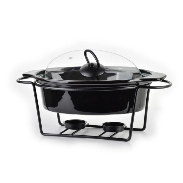 Naczynie ceramiczne z pokrywką i podgrzewaczem MODERN KITCHEN 1,25 l