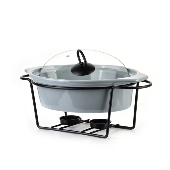 Naczynie ceramiczne z pokrywką i podgrzewaczem MODERN KITCHEN 1,25 l